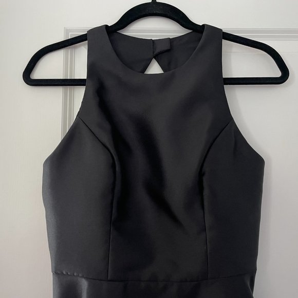 Alfred Sung Sleeveless Open-Back A-Line Bridesmaid Dress in Black - Picture 3 of 9